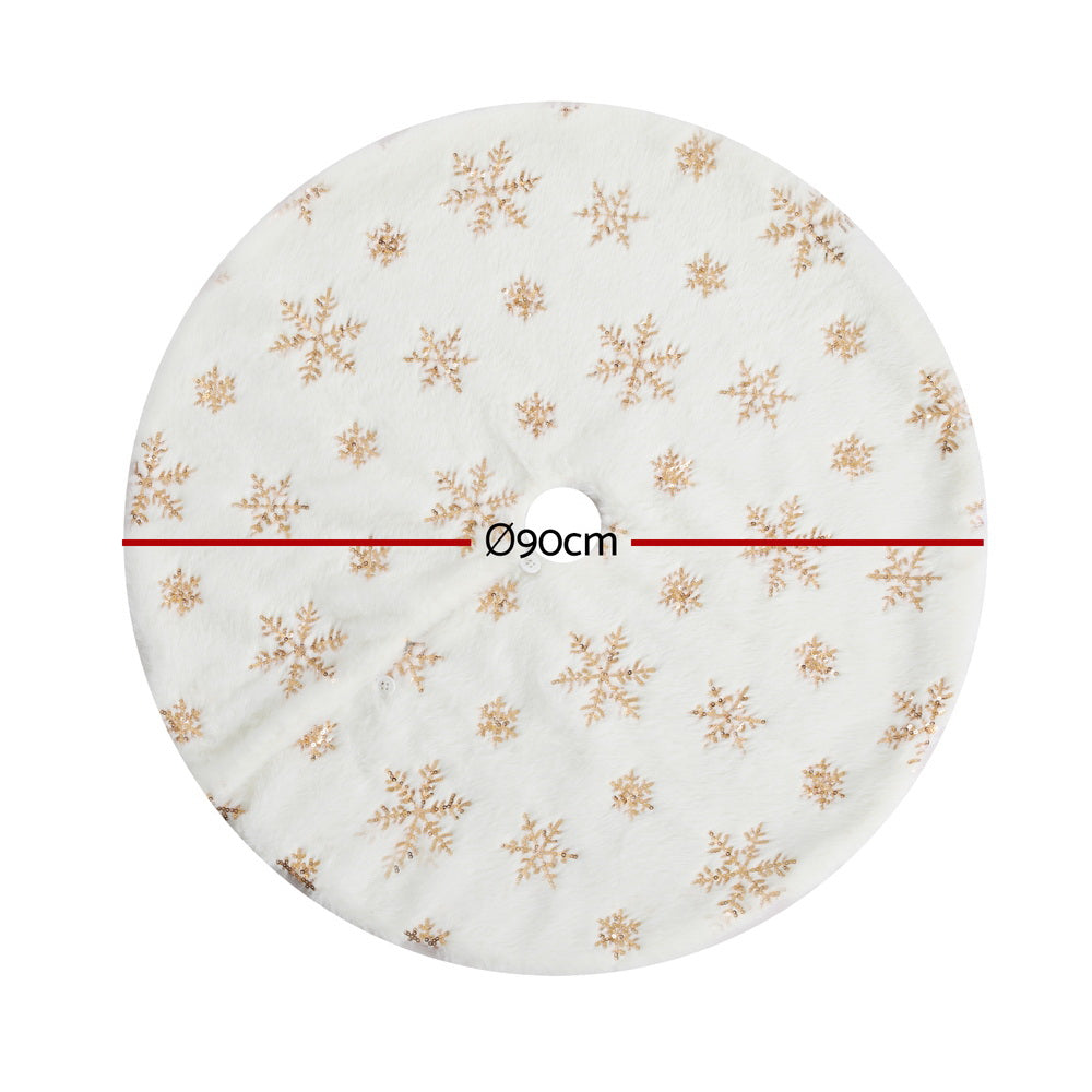 NNEDSZ Christmas Tree Skirt 90cm Snowflake Ornaments Xmas Decorations