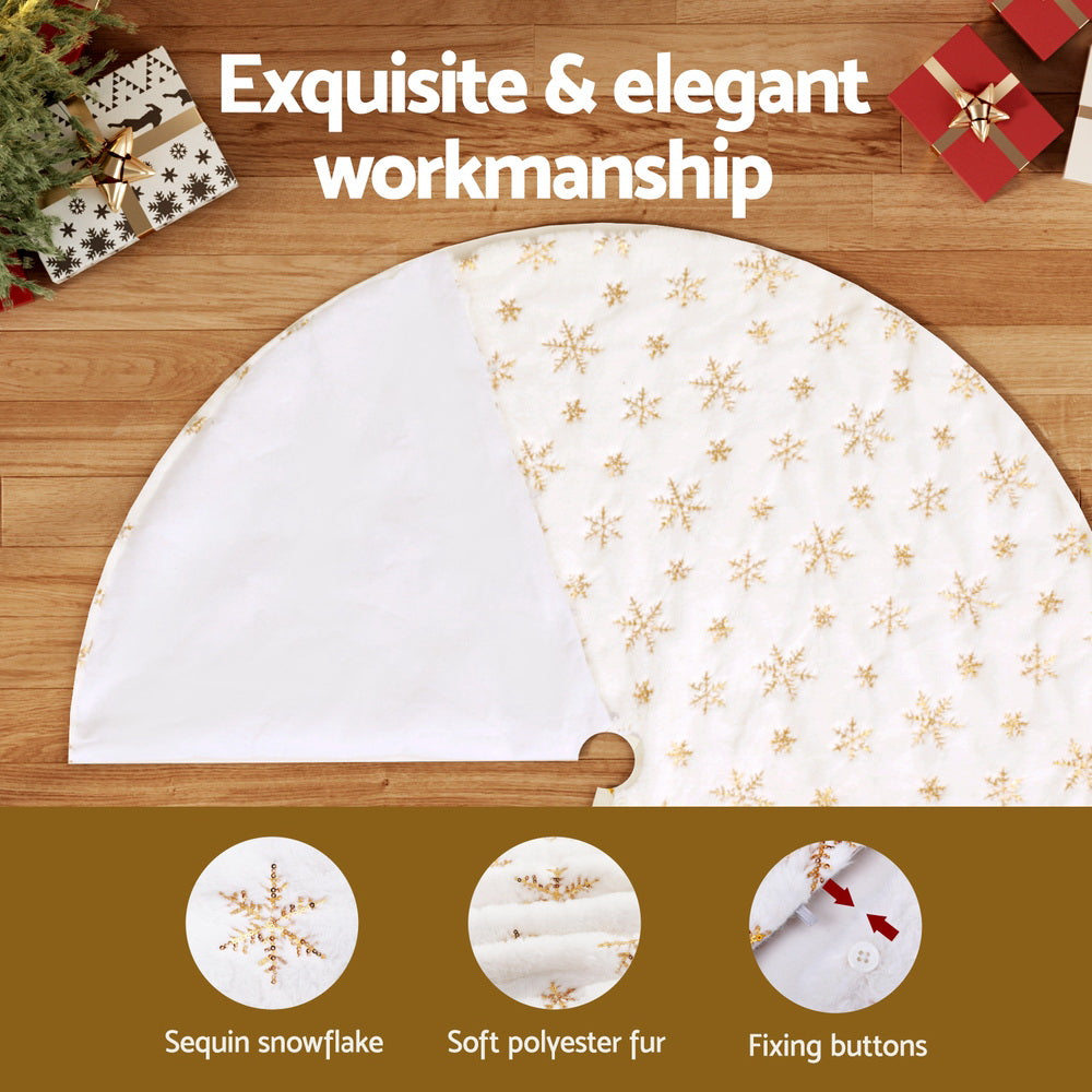 NNEDSZ Christmas Tree Skirt 90cm Snowflake Ornaments Xmas Decorations
